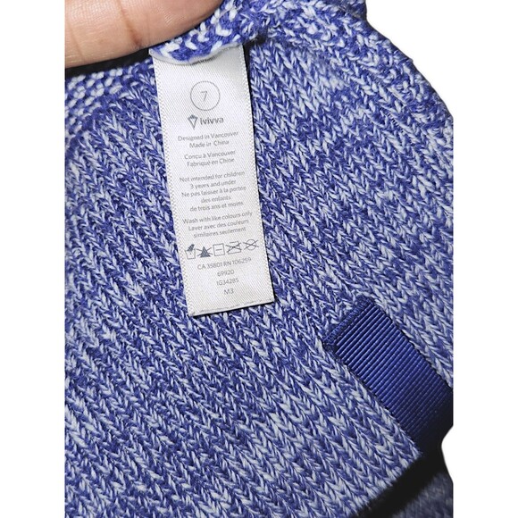 Ivivva Feeling Toasty Cardigan Wrap Sweater Girls 7 Blue Long Sleeve Lululemon - Picture 3 of 5